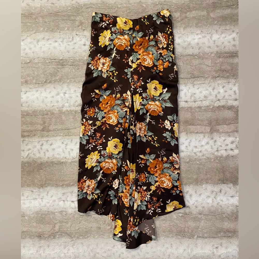 Veronica Beard💕Pixie Floral Silk Midi Skirt in Oxblood Multi Size 2 - Picture 8 of 15